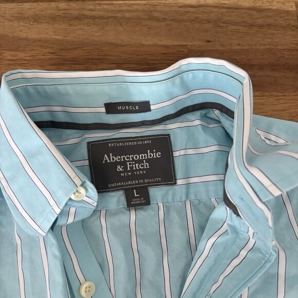 Abercrombie & Fitch Muscle Shirt Long Sleeve Mens Large Striped Y2K Preppy 2000s - Picture 14 of 14